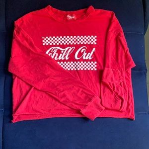 Red long sleeve crop top